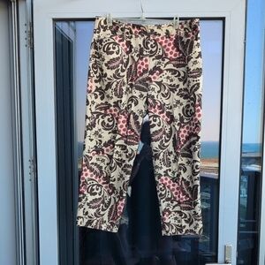 Talbots Cream and Brown Floral Pants